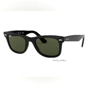 Ray-Ban Black Frame Green Lens Sunglasses - Classic Wayfarer Style